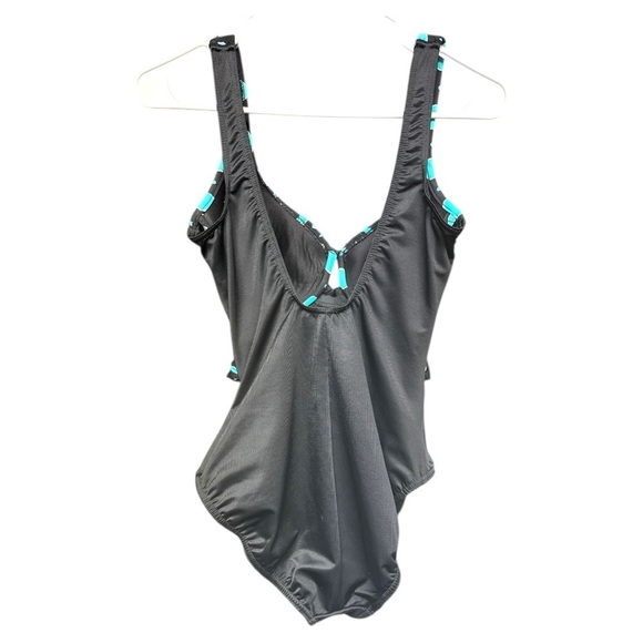 Miraclesuit Black and Teal Swimsuit Size 12 - Picture 2 of 6